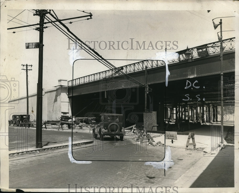 1929 Press Photo Superior Ave Bridge Hayden Construction