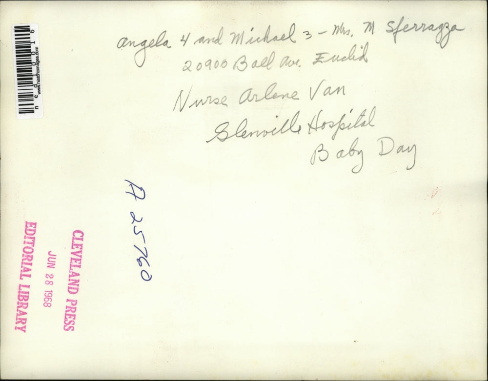 1968 Press Photo Angela Michael Sferrazza Glenville Hospital