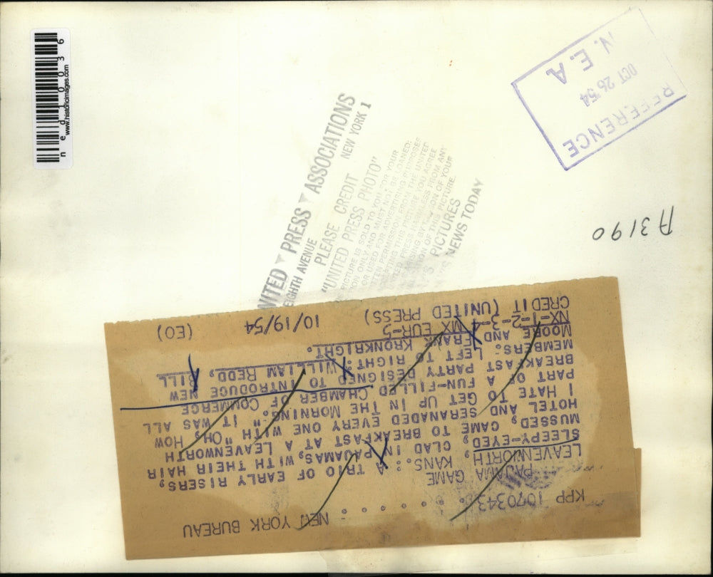 1954 Press Photo W Redd Bill Moore F Kronkright Chamber of Commerce Party Kansas