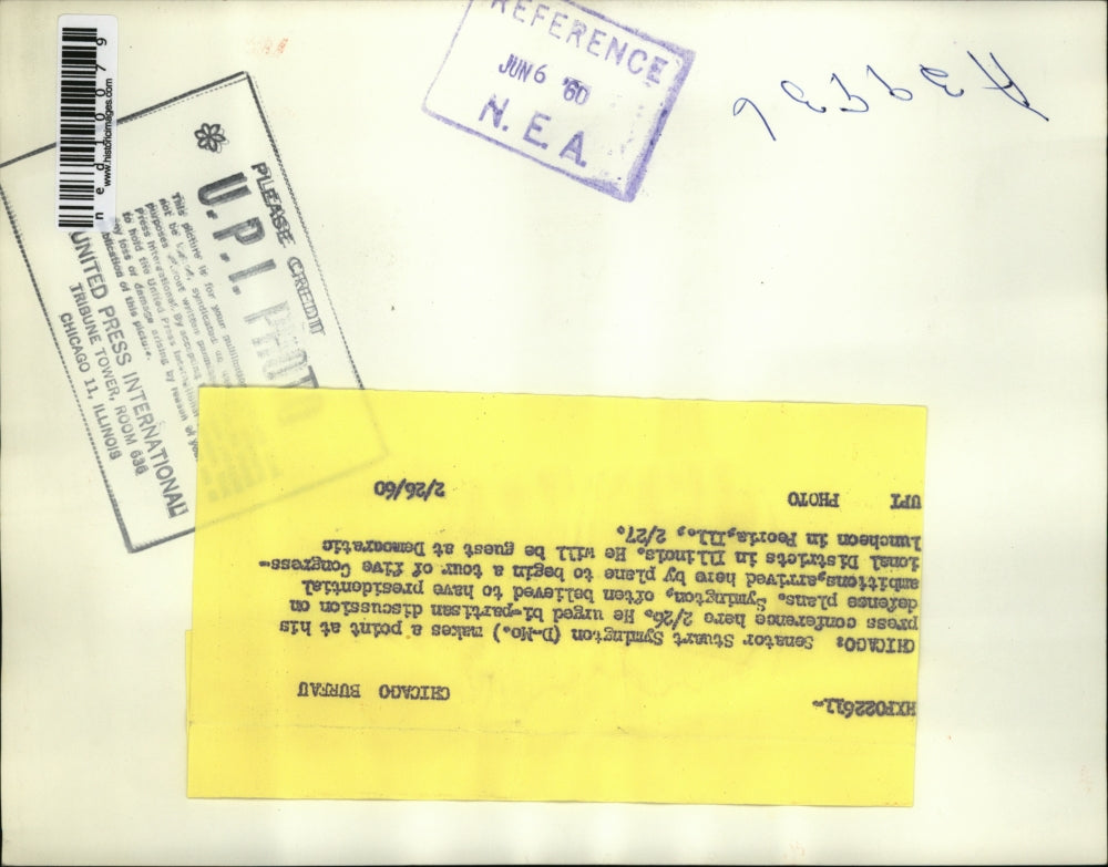 1960 Press Photo Chicago Senator Stuart Symington of Mo at conference