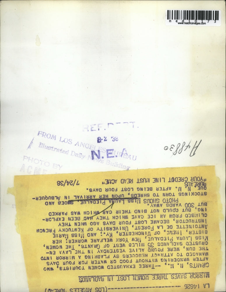 1938 Press Photo Laura Piedalue arrives in Albuquerque, was lost for 4 days