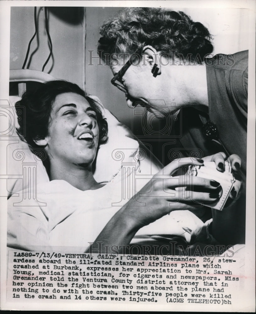 1949 Press Photo Charlotte Grenander, 26, Mrs. Sarah Young