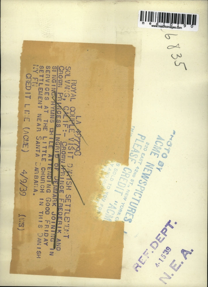 1939 Media Photo Crown Prince Frederik and Crown Princess Ingrid of Denmark