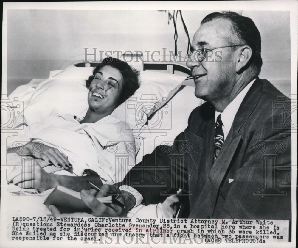 1949 Media Photo Ventura County Atty Arthur & stewardess Charlotte Grenander