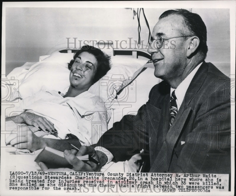 Load image into Gallery viewer, 1949 Media Photo Ventura County Atty Arthur &amp; stewardess Charlotte Grenander
