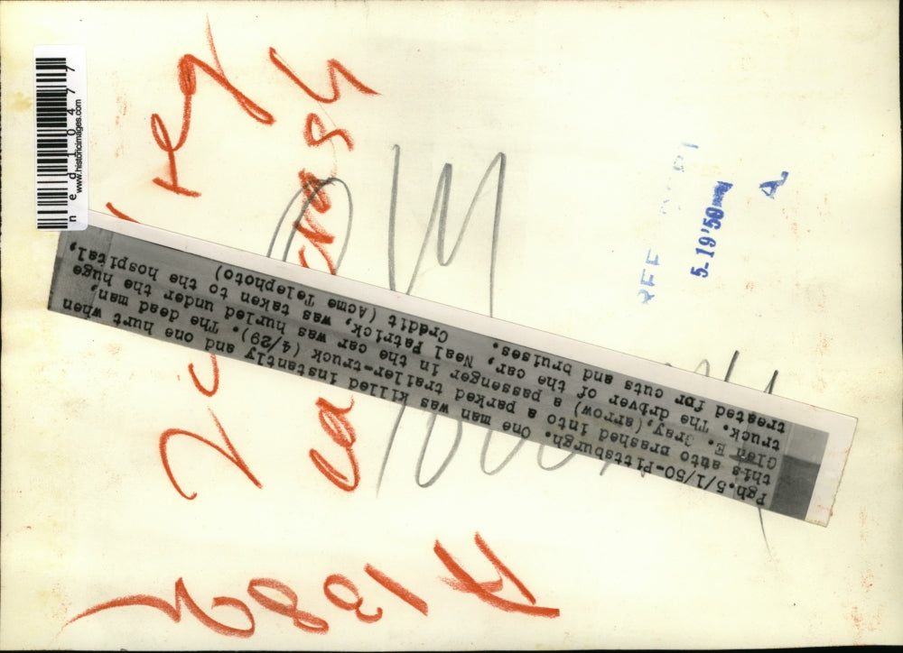 1950 Media Photo Pittsburgh, One Dead and One Hurt In Trailer Truck Accident