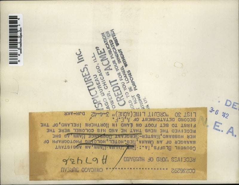 Load image into Gallery viewer, 1942 Media Photo Mrs. Wilma Mann is the wife of Sgt. Dorrance Mann
