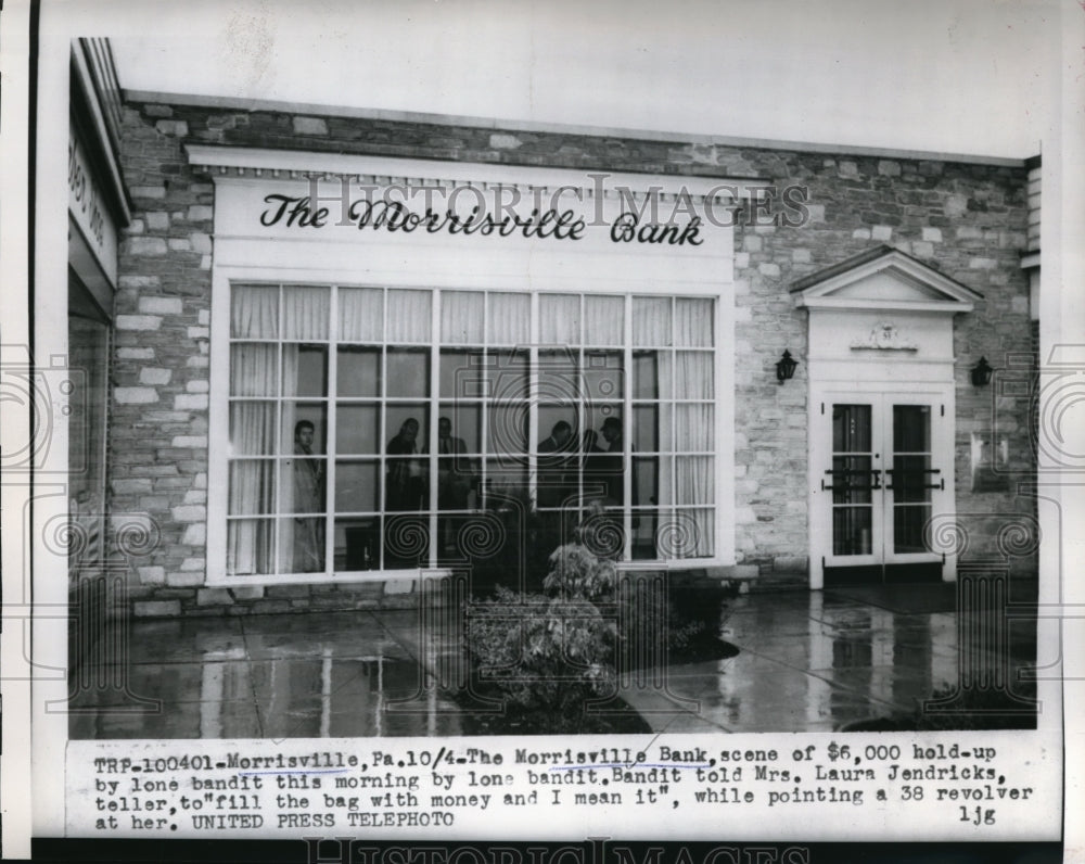 1956 Media Photo The Morrisville Bank was attacked by one bandit- Historic Images