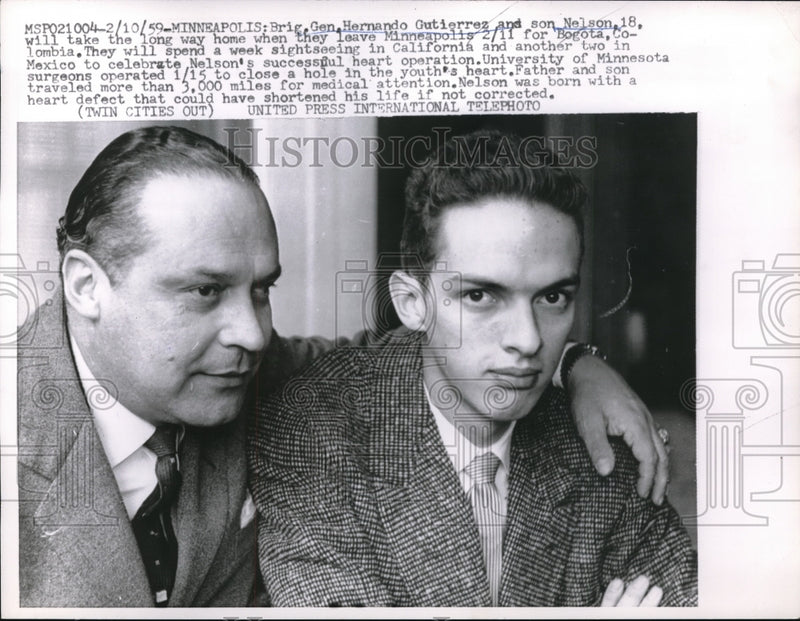 Load image into Gallery viewer, 1959 Media Photo Brig. Gen Gutierrez with son Nelson will have a long trip
