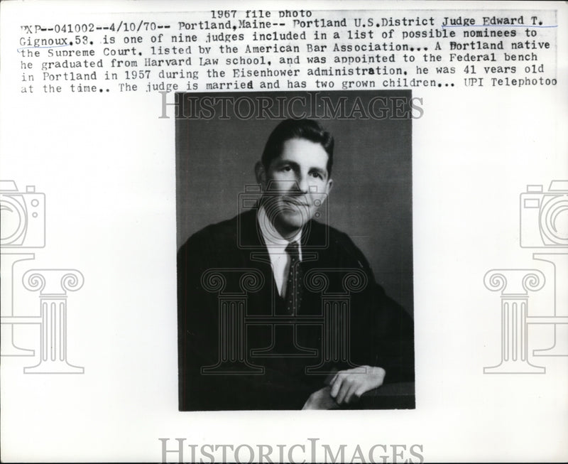 Load image into Gallery viewer, 1970 Media Photo Portland Maine US District Judge Edward T Gignoux one of 9

