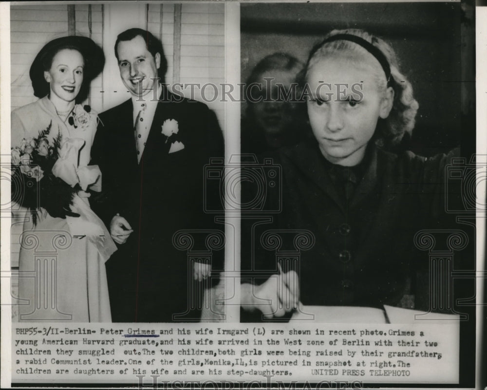 1954 Press Photo Berlin Peter Grimes and wife Ingrid arrived in West Zone of