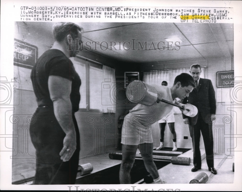 1965 Media Photo Catoctin Center Md President Johnson watches Steve Banks