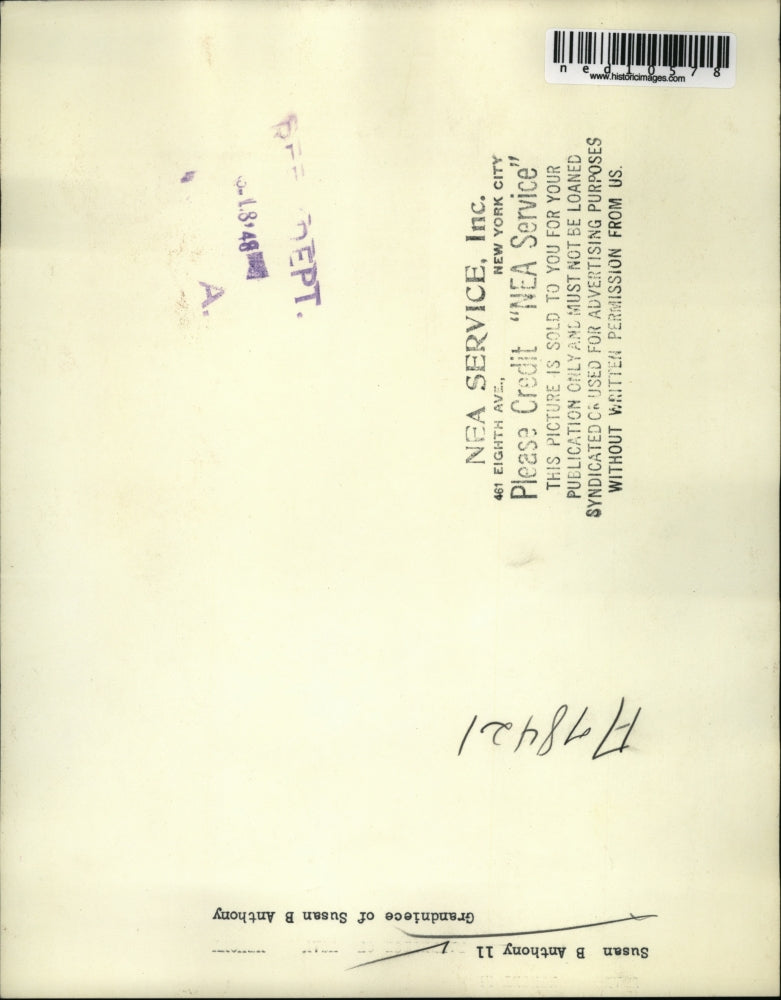 1948 Press Photo Susan Anthony's grandniece Susan Anthony II