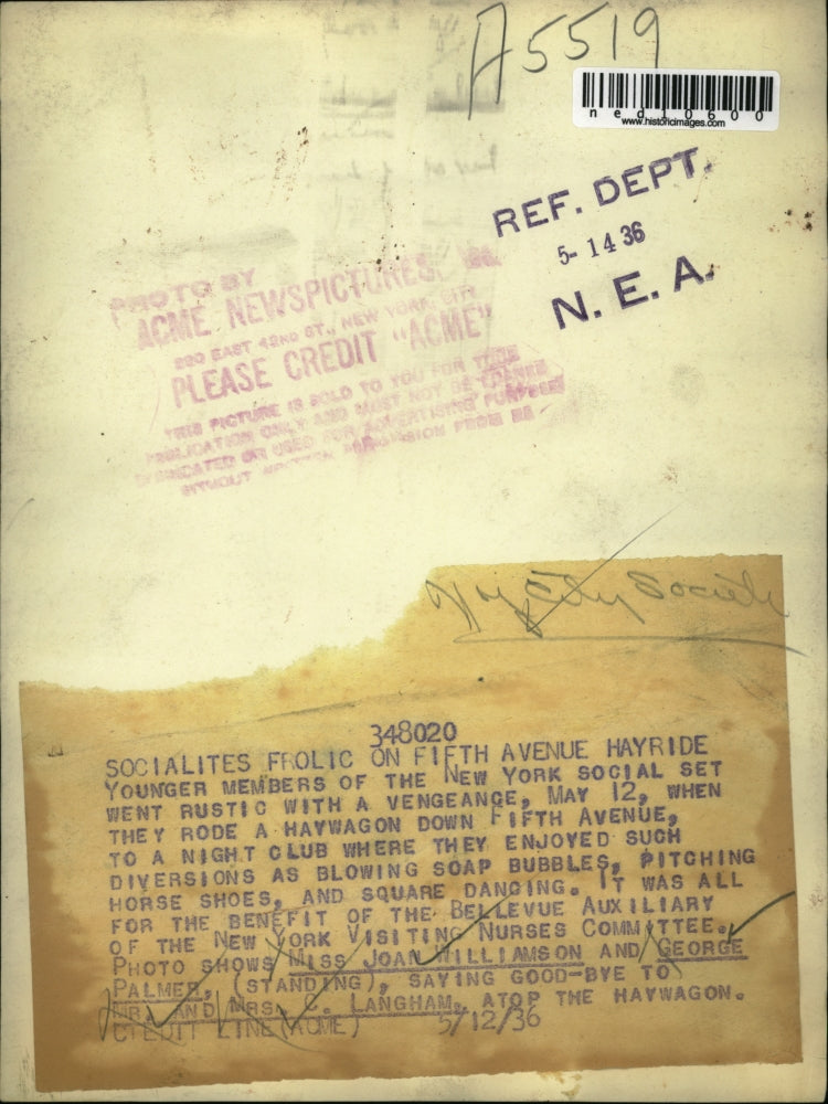 1936 Media Photo Miss Joan Williamson, George Palmer & Mr& Mrs Langham