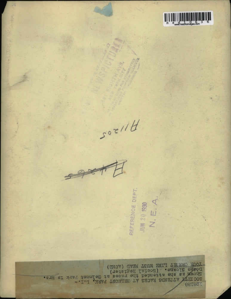 1930 Media Photo Mrs Isabel Dodge Sloane at HBelmont Park in NY at races