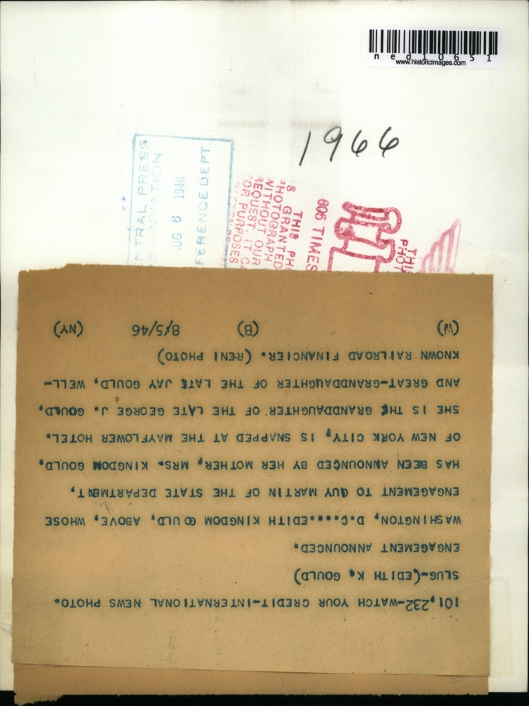 1946 Media Photo Wash DC Edith Kingdom Gould engaged to Guy Marin