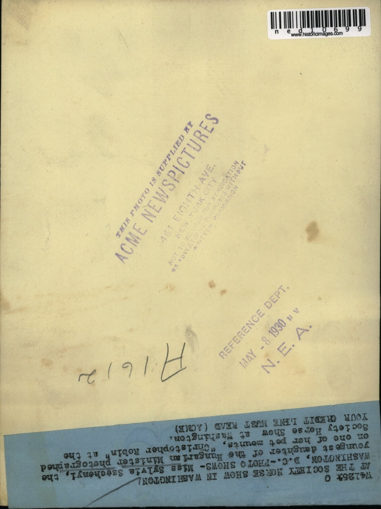 1930 Media Photo Washington DC Miss Sylvia Szechenyl daughter of Hungarian