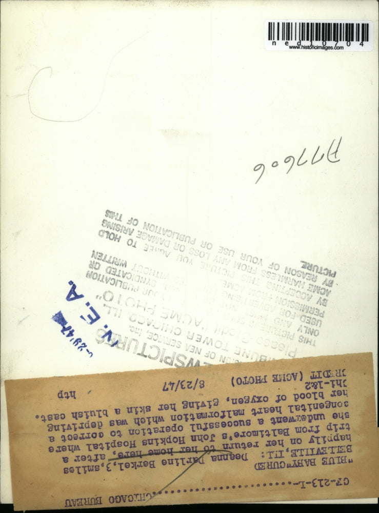 Load image into Gallery viewer, 1947 Media Photo Belleville Ill Deanna Darline Herkel on return home from John
