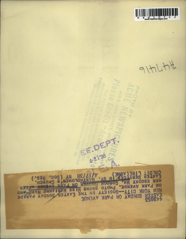 1938 Media Photo New York Miss Marianne Ward and Gordon Hoover on Park Ave