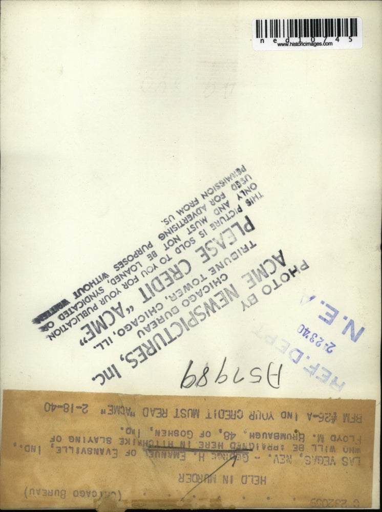 1940 Press Photo George Emanuel held in for slaying Floyd Brumbaugh