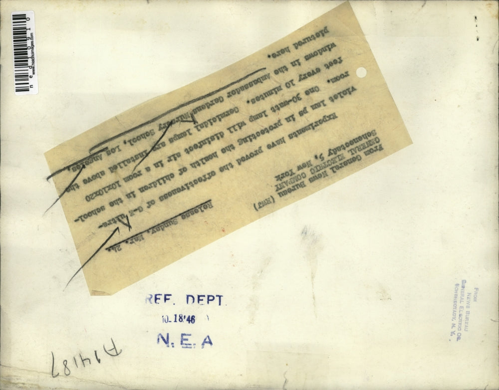 1946 Media Photo Amb CGardens school in LA Calif with GE ultraviolet lamps