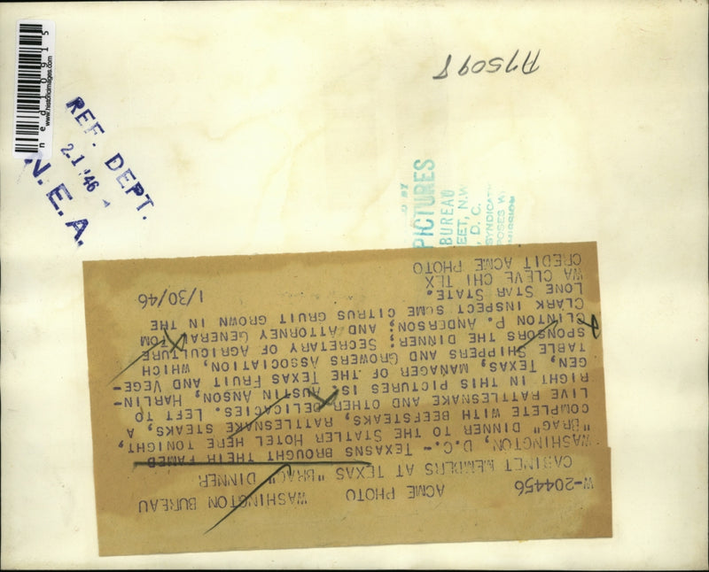 Load image into Gallery viewer, 1946 Media Photo Wash DC Austin Anson, Sec of Agri CP Anderson
