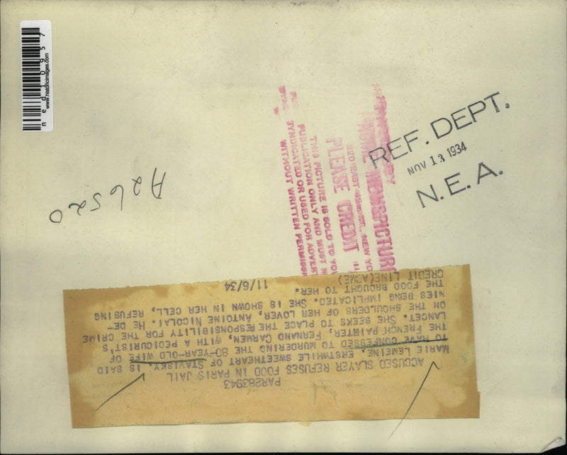Load image into Gallery viewer, 1934 Media Photo Marie Lemeine on hunger strike in Paris jail
