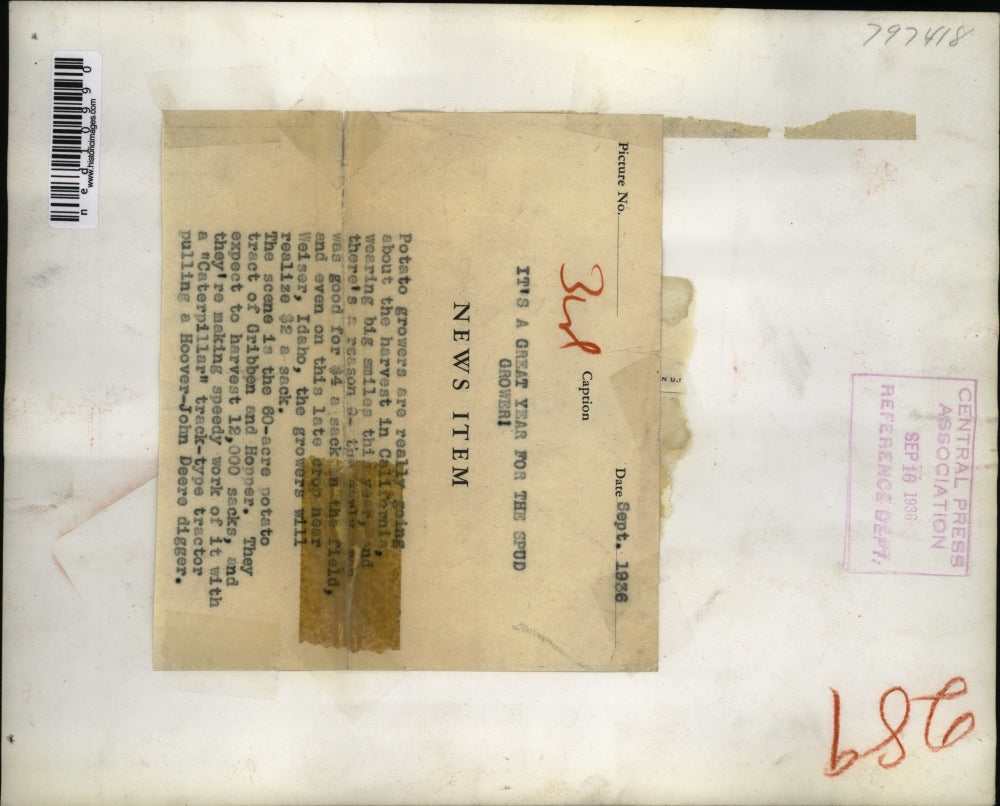 1936 Media Photo California Harvest Potato Farmers