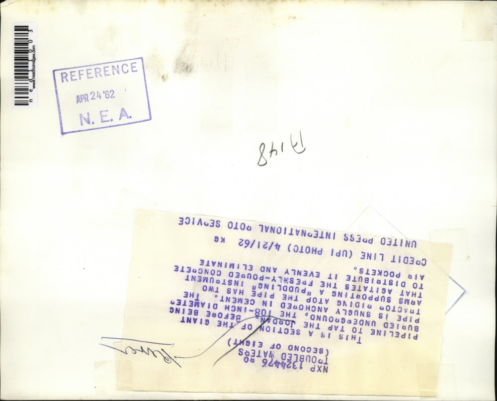 1962 Media Photo Jordan Oil Pipeline Contruction