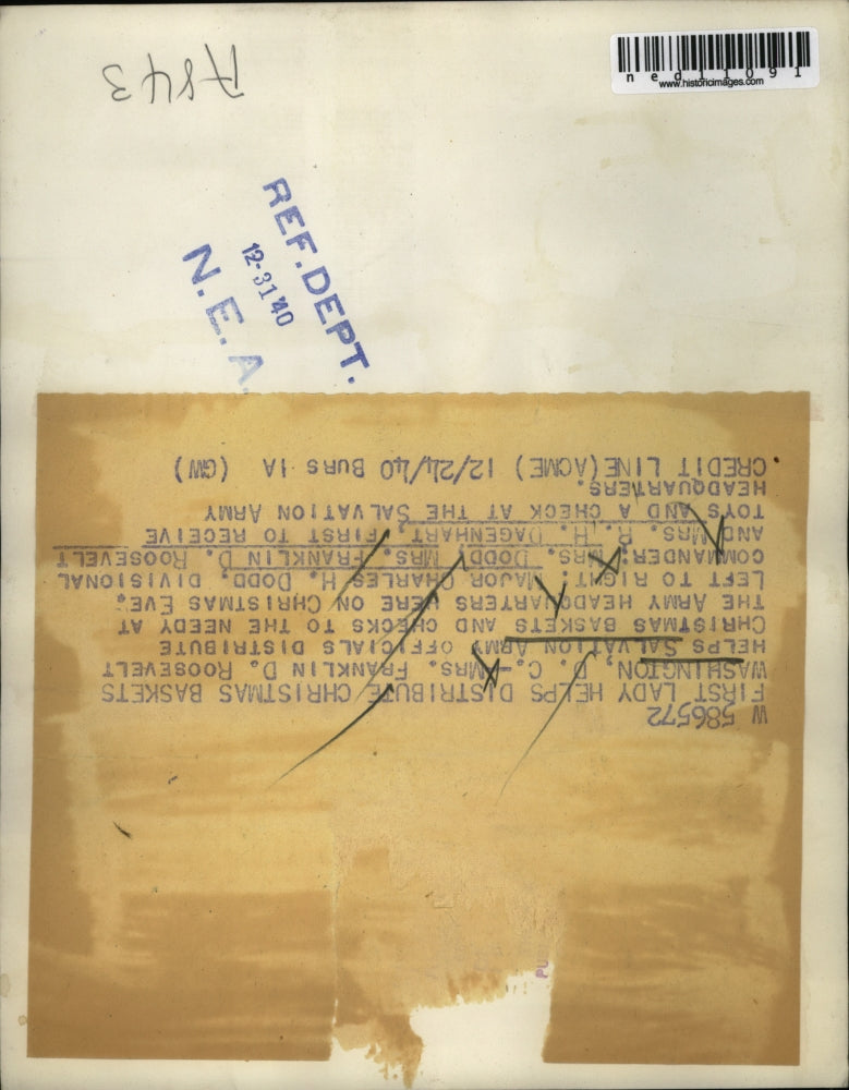 1940 Media Photo Wash DC Mrs FD Roosevelt, Salvation Army Maj CH Dodd