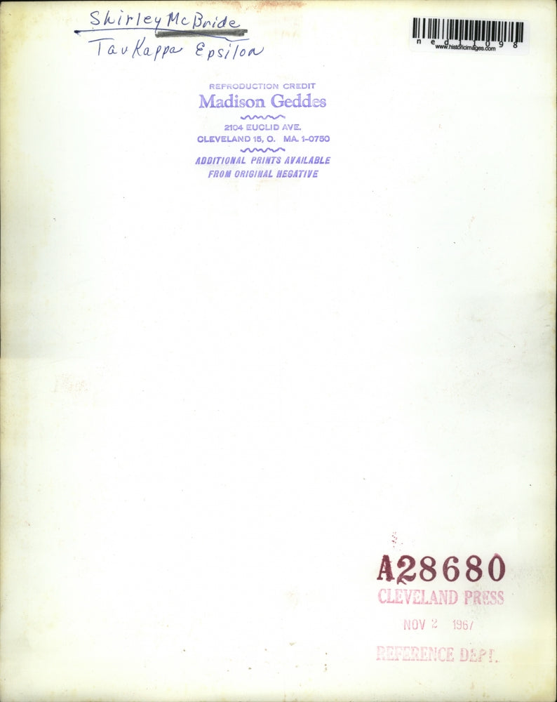 Load image into Gallery viewer, 1967 Media Photo Shirley McBride Tavkappa Epsilon
