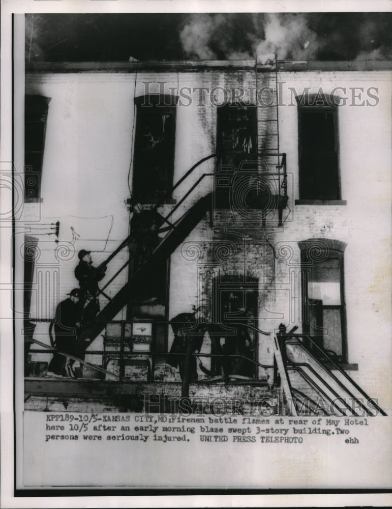 Load image into Gallery viewer, 1953 Media Photo An early morning fire at the May Hotel
