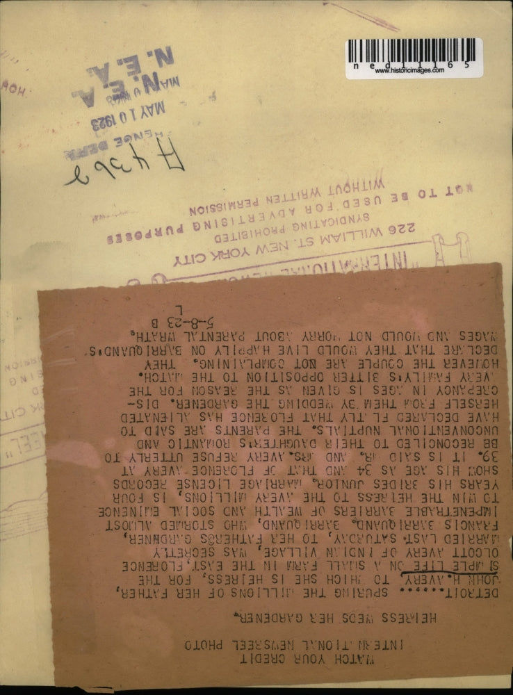 1923 Media Photo Detroit John H Avery Florence Olcott Indian Villiage