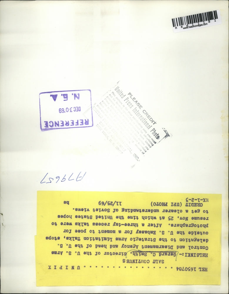 1969 Media Photo US Arms Agency director Gerard Smith outside US Embassy