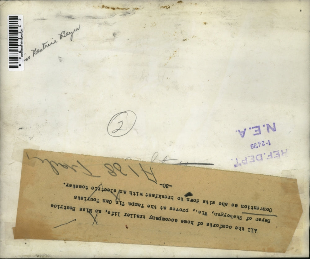 1939 Media Photo Sheboygan Wisconsin Beatrice Beyer Tin Can Tourists Convention