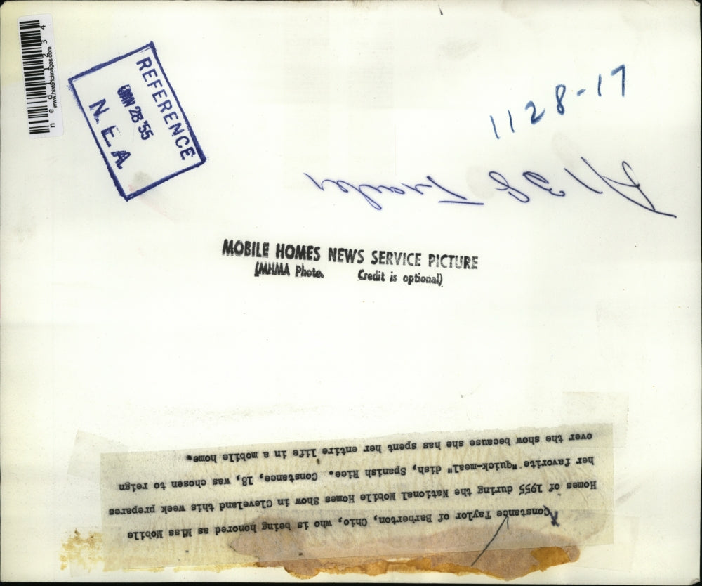 1955 Media Photo Woman Preparing Meal in Mobile Home Kitchen