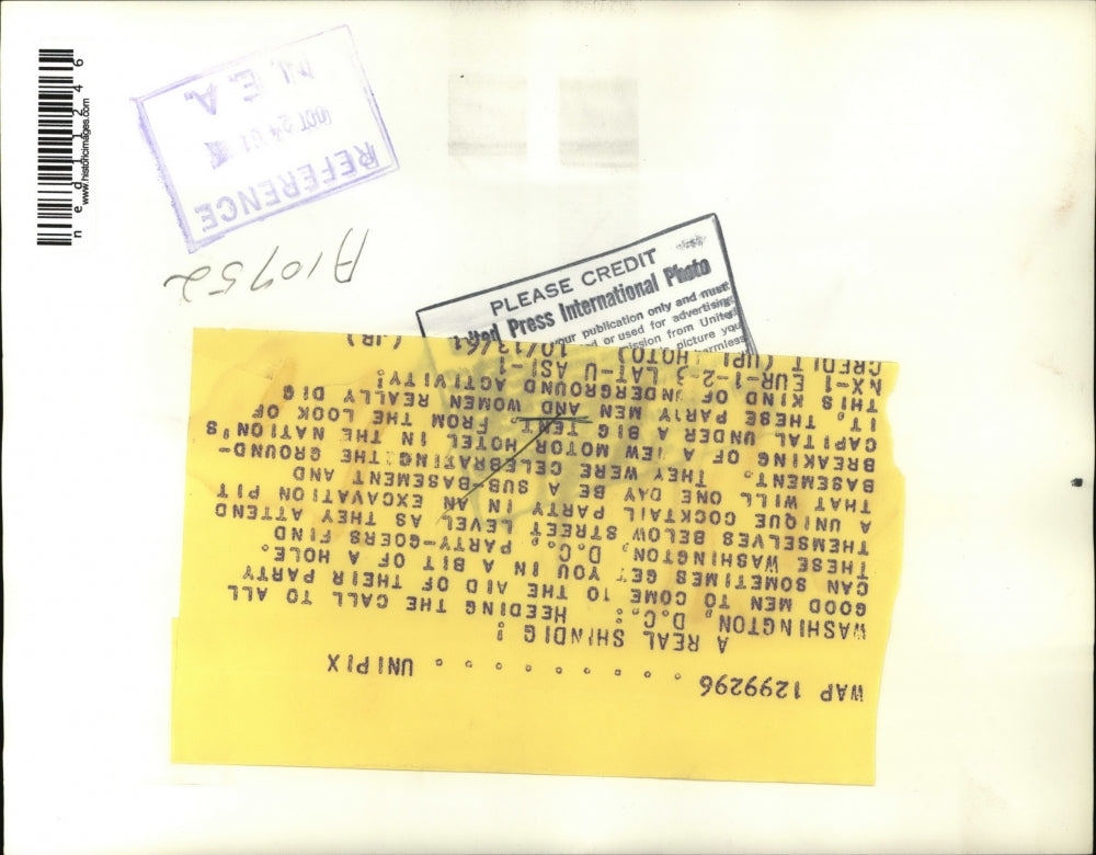 1961 Media Photo Washington DC Cocktail Party in Excavation Tent