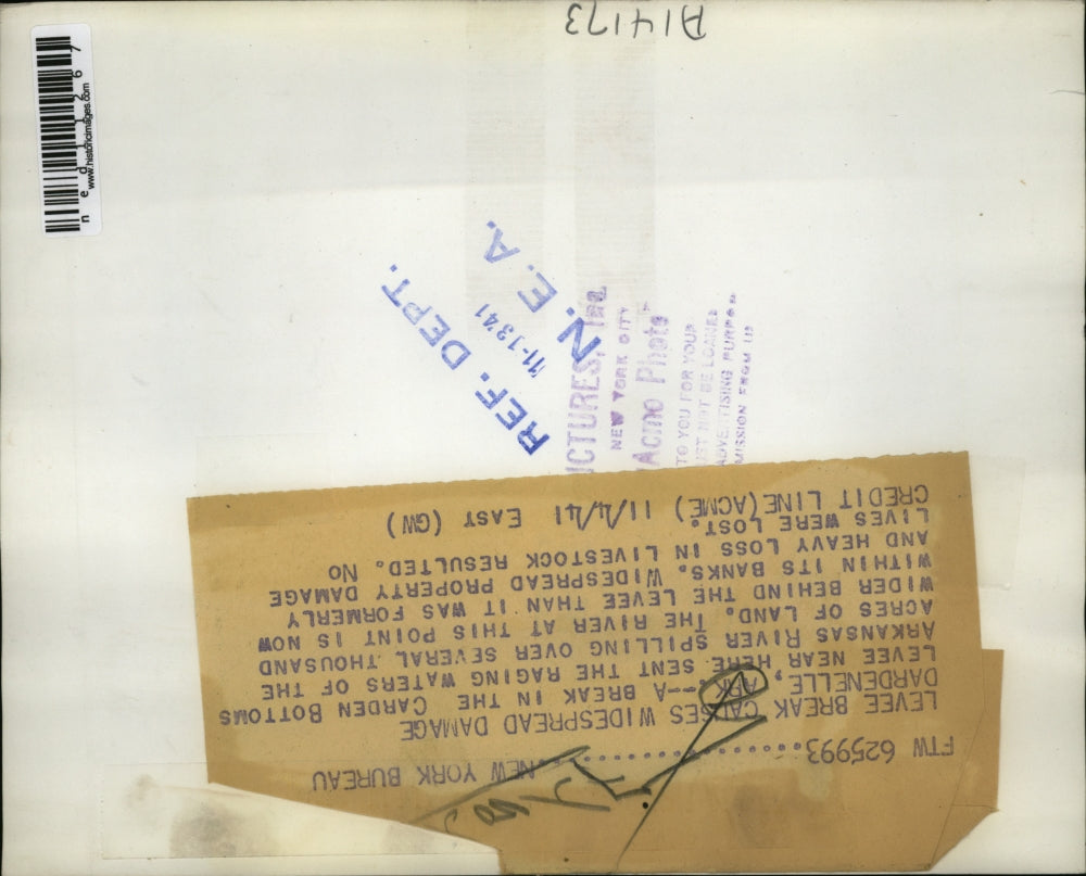 1941 Media Photo Dardenelle Arkansas Carden Bottoms Levee Break River Spill