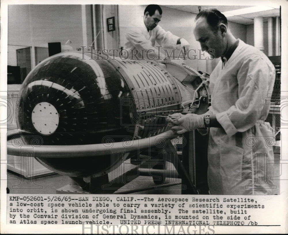 1965 Media Photo Scientists Working on Space Vehicle