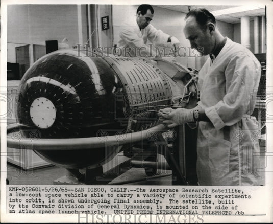 1965 Media Photo Scientists Working on Space Vehicle