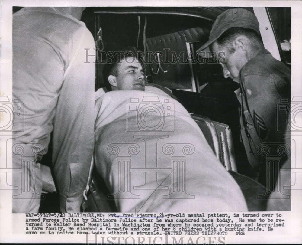 1954 Media Photo The mental patient Fred Pjeurro turned over the Armed Forces