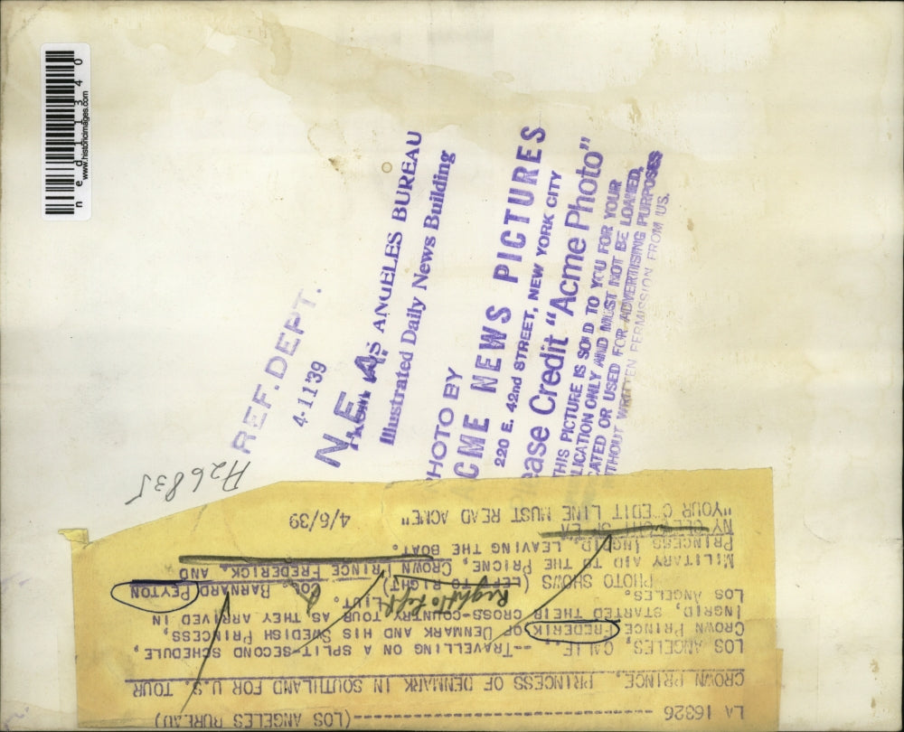 1939 Media Photo Col Bernard Peyton and Prince Frederick with Princess Ingrid