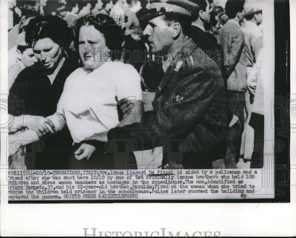 1956 Press Photo Shot Woman Escorted by Policeman- Historic Images
