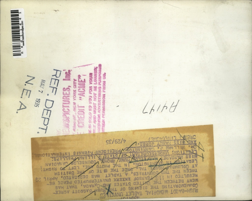 1935 Media Photo Tablet dedication at Columbia Hospital