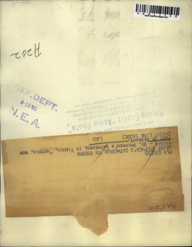 1940 Media Photo St. Stephen's Cathedral in Vienna