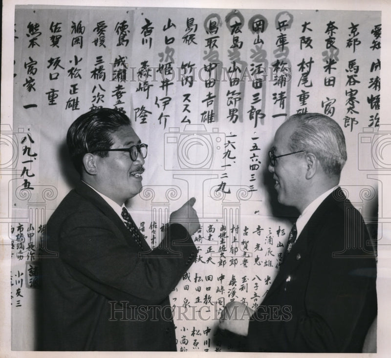 Load image into Gallery viewer, 1950 Media Photo Checking the tabulations for Japan's Post war election

