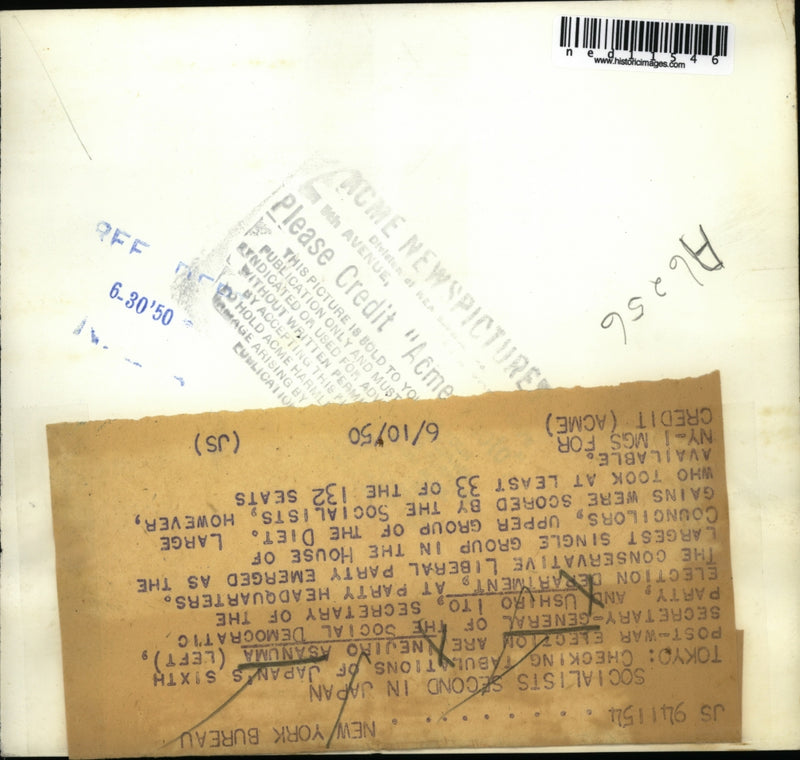 Load image into Gallery viewer, 1950 Media Photo Checking the tabulations for Japan's Post war election
