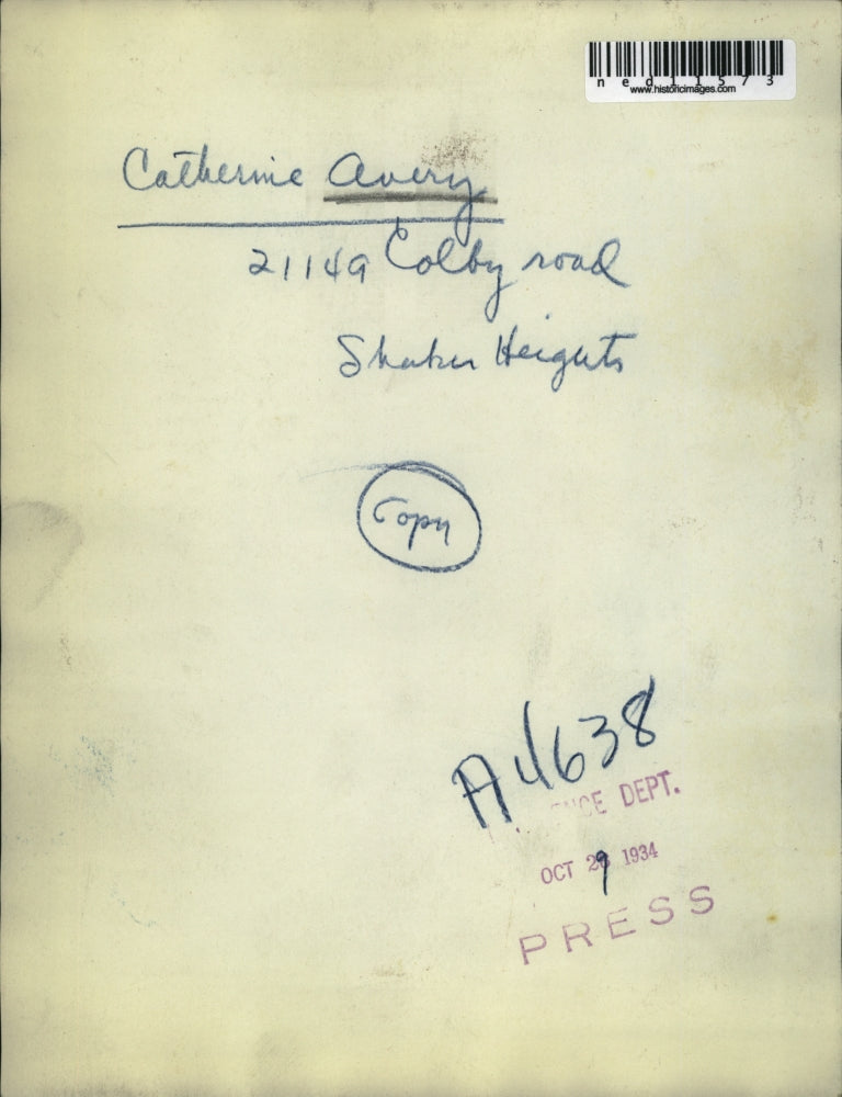 1934 Media Photo Catherine Avery of Shaker Heights Ohio