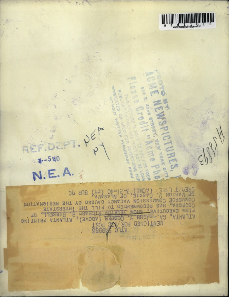 1940 Media Photo Sen Richard Russell mentioned John Cooper for ICC post