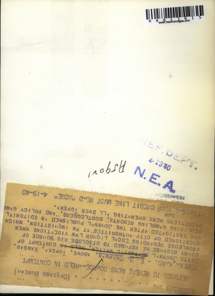 1940 Media Photo Writer EB Chapman in contempt for refusal to reveal news source